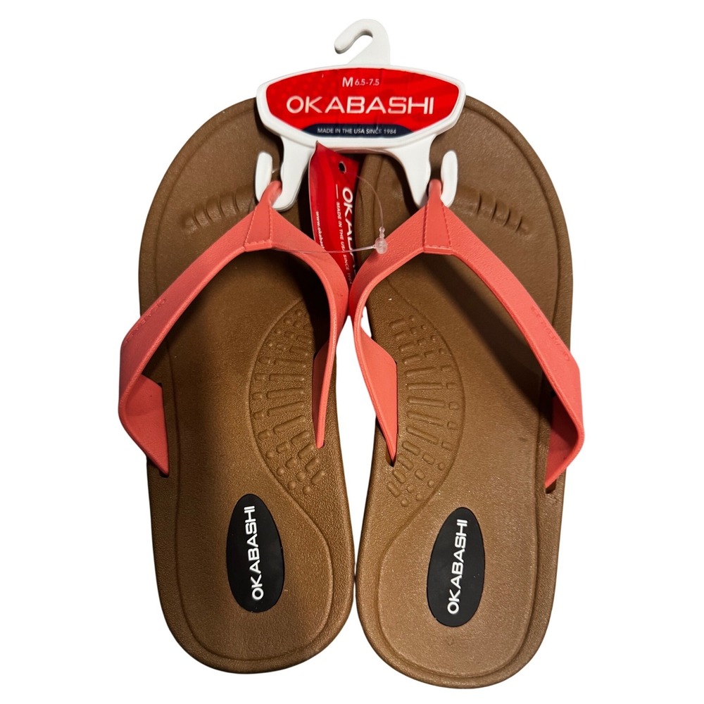 Okabashi Breeze Flip Flop Toffee Coral Women Size M 6.5-7.5 Made in USA New